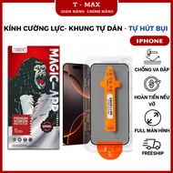 Transparent tempered glass full screen self-vacuuming support frame for iphone17 Promax 16 15 14 13 
