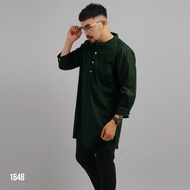 DGM Baju Koko Pria Toyobo Lengan 3/4 Polos Premium Hijau Botol Koko Kurta 1648