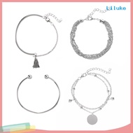 LK--Silver glossy tassel bangle bracelet