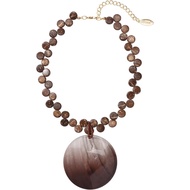 Kalung Buatan Tangan Berbentuk Gelembung dengan Manik Kayu Bocar, Kalung Loket Cangkang untuk Wanita
