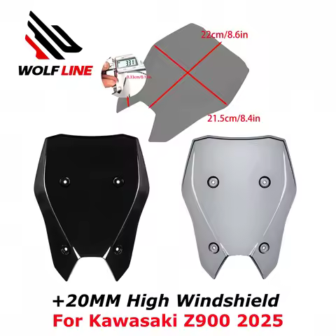 WOLFLINE High Windshield for Kawasaki Z900 2025 20mm Tall Windscreen Sport Wind Deflectors Visor for