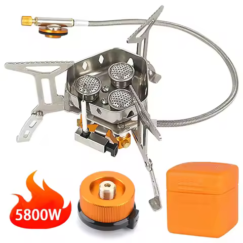 Outdoor Camping Gas Stove Foldable Portable 3 Head Stove for Travel Picnic BBQ 5800W Big Power Campi