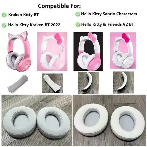 Original Ear Pads For Razer Hello Kitty Kraken BT 2022/Kraken kitty BT/V2 BT/Sanrio headphones repla