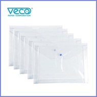 ☾ ✗ Veco Plastic Envelope Expanding (with snap button) 5pcs
