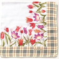 Burberry 復古手帕 花卉鬱金香 格紋 20 x 20 英吋