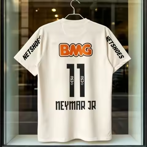 Summer Classic 11-12 Santossi Pure Cotton Football Shirt Retro Little Neymar Football Men's Women's 