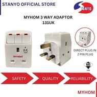 [SIRIM] 3 WAY ADAPTOR ADAPTER SWITCH SOCKET NEON OUTLET PLUG EXTENSION WALL HOLDER UNIVERSAL MULTI C