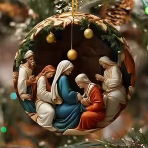 Jesus Ornament Acrylic Birth Of Jesus Decor Christmas Keepsake High-Quality Christmas Pendant For Fi