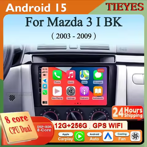 For Mazda 3 I BK 2003-2009 Android 15 2K QLED CarPlay Auto Car Radio Multimedia Video Player GPS ste