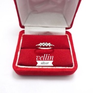 Ring 925 SilverWanita with White Gold Plating - Ring Authentic 925 Sterling Silver Shimerdaun