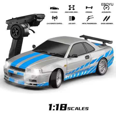 LD1899 1/18 RC Drifting Car GTR 2.4GHz RWD with Gyroscope On-Road Alloy Body Shell Remote Control Ra