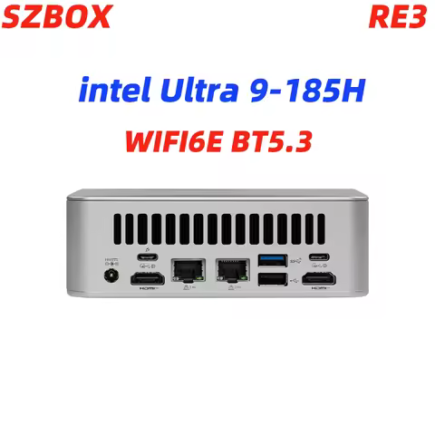SZBOX MINI PC RE3 intel Ultra 9-185H LPDDR5 5600Mhz 24GB M.2*4 Gen NVMe 2280 M.2*4 SATA 2242 WIFI6E 
