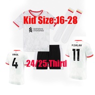 The Reds Mohamed Salah Darwin Nunez 24/25 LiVerPools Third Kid Suit Soccer Jersey Dominik Szoboszlai