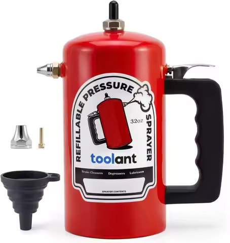 32Oz Refillable Pressurized Sprayer Steel Canister Rust Resistant Lining Needle Valve Dual Nozzles F