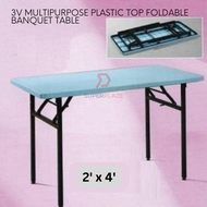 3V 2x4 Feet Plastic Top Foldable Banquet Table Study Table Function Event Station Desk