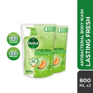 DETTOL Body Wash Lasting Fresh Honeydew Melon & Cucumber Refill Value Pack 800ml x2