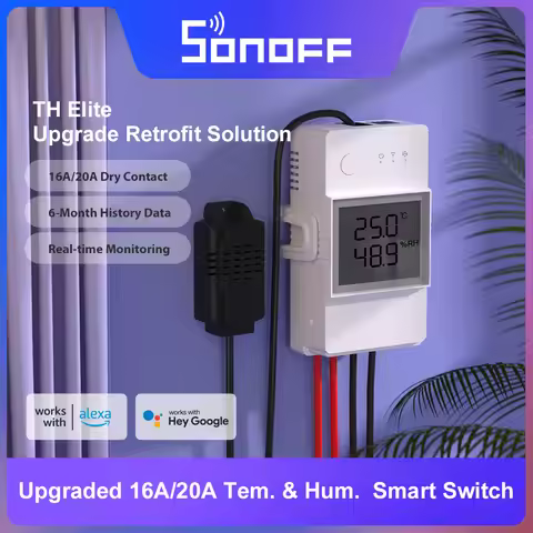 SONOFF TH Elite 16A/20A Smart Temperature & Humidity WiFi Switch Dry Contact Real Time Monitoring vi