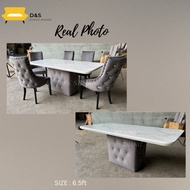 ELLA 2000mm x 1000mm Marble Dining Table Set with 8 seater / Set meja makan 8 kerusi