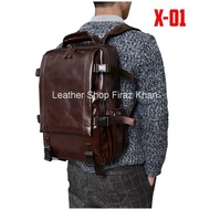 Genuine cow leather men's backpack - Leather backpack laptop bag