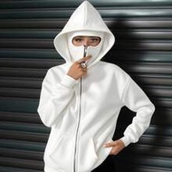 Social Anxiety Essential, With Mask, เสื้อสเวตเชิ้ตผู้หญิงทรงหลวมความยาวปกติสองชั้น, ซิปพร้อมกระเป๋า