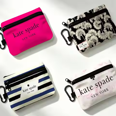 K-Kate Classic S-Spade Flower Oxford Cloth Zipper Coin Purse Portable Hanging Key Pouch Organizer Fo