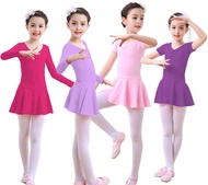 Kids Girls Cotton Gymnastics Leotard Ballet Dress Kids Short Sleeve Dance Leotard Tutu Dancewear Ballerina Clothes for Girls