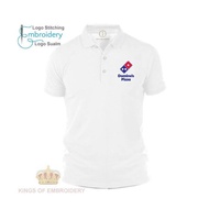 🍁 NEW MicrofiberJersi Jersey Polo T Shirt Logo Sulam Embroidery Dominos Pizza Fast Food Master M~3X