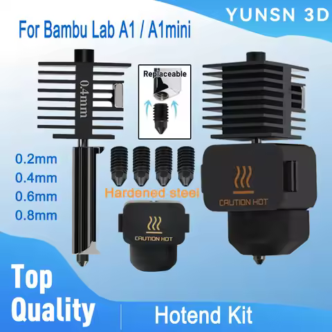 For Bambu Lab A1 Mini A2L Hotend Kit 0.2/0.4/0.6/0.8MM Nozzle Hardened Steel For Bambulab A1 Nozzle 