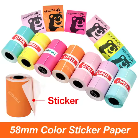 NEW Color Thermal Sticker Notes Photo Paper Self-adhesive Papers Roll for 58mm Peripage A6 A8 A9 Pap