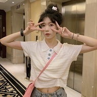 Apricot T-shirts POLO Neck Short-sleeved Women's Summer New Sweet Short T-shirts