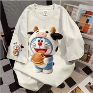 COD (Delivery within 24 hours)MIEMIEMen's and women's T-shirt, Doraemon cartoon print, c4 pure cotto