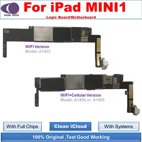 iCloud free Unlocked Motherboard for iPad mini 1 Logic Boards A1432 A454 A1455 With Full Chips With 
