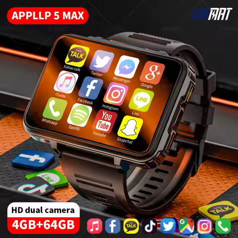 LOKMAT APPLLP 5 MAX Android Watch Phone Square Big Screen Wifi 4G Calls Smartwatches Dual Camera wit