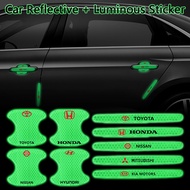 Car Warning Strip Sticker High Reflective Luminous Door Bowl Door Handle Decal Scratch Resistant Stickers Car Accessories