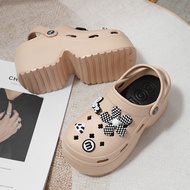 [9cm]COD Hole Shoes Ladies Thick-Soled Heightened Heel Toe-Covered Slippers Fashion diy Cute Cartoon
