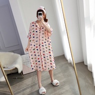 ขนาดใหญ่พิเศษผ้าฝ้ายผ้าไหมแขนสั้นชุดนอนฤดูร้อนหลวมชุดยาว Homewear สําหรับหญิงตั้งครรภ์สบายๆสถานการณ์