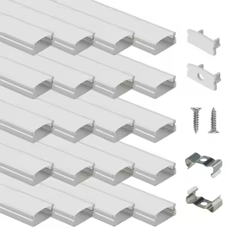 20Pack 6.6FT 2M LED Channel Aluminum U Shape Silver LED Strip Diffuser Channel with Milky White Cove