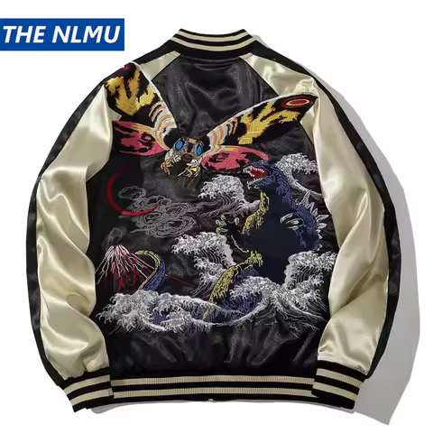 Vintage Streetwear Japanese Sukajan Souvenir Jacket 2025 Spring Bee Embroidered Baseball Jacket Stud