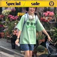 baju t shirt perempuan lengan panjang viral murah T-Shirt Lengan Pendek Gadis Lembut Jepun Musim Panas, Versi Korea Pelajar Perempuan, Longgar, Sedikit Segar dan Comel, Teman Wanita Memakai Bahagian Atas Lengan Tengah