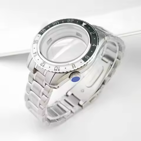 44mm Silver Watch Bezel Case Strap Fit 32mm Dial For Seiko Grand GMT NH35/34/38/70/72 Automatic Move
