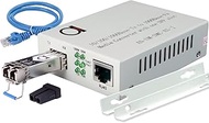 Single Mode LC Gigabit Fiber Media Converter - Includes LC SFP 20 km (12.42 Miles) LC – to UTP Cat5e