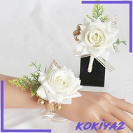 [Kokiya2] Rose Corsage Bracelet Boutonniere Floral Wedding Wrist Corsage for Wedding, Bride, Ceremon
