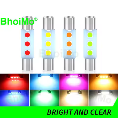 BhoiMo 2PCS C10W 28mm Led Festoon Bulb 6614F T6 6612 SV8.5 C5W 3030 Dome Vanity Mirror Interior Trun