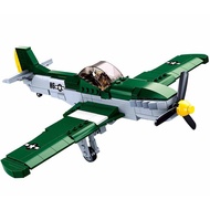 323PCS Sluban 0857 WW2 Mustang Fighter Building Blocks Legoing Compatible Airplane Model Normandy La