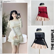 Women's big-size off-the-shoulder t-shirt made of stretchy elastic fabric from off-the-shoulder fash