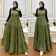 QF Gamis Overall tanpa inner Model terbaru / Gamis Overall Polos / overall bahan babycodoray / gamis