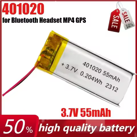 3.7V 55mAh 401020 Lithium Rechargeable Battery for Bluetooth Headset MP4 GPS Speaker Smart Watch Fla
