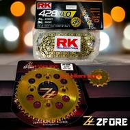 RK 428KLO ORING GOLD CHAIN + ZFORE SPROCKET HONDA RS150,RSX150,CBR150 OLD MODEL