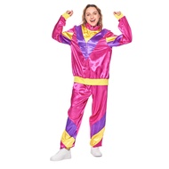 ชุดฮิปฮอปดิสโก้กีฬาคู่รักสำหรับผู้ใหญ่80S ชุดงานปาร์ตี้ชุดคอสตูมฮาโลวีนเวที