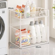 衛生間置物架 落地多層洗衣機邊洗衣液收納移動浴室儲物架子（快遞送貨上門）